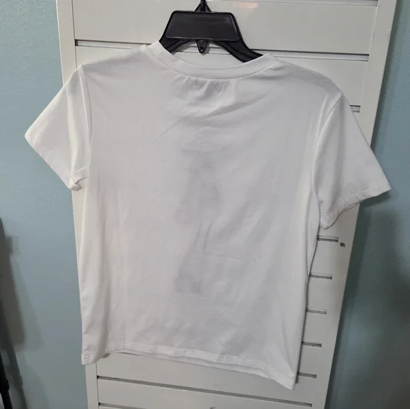 Chaps White Tee with Blue Fashion Lady Graphic - Picture 5 of 5